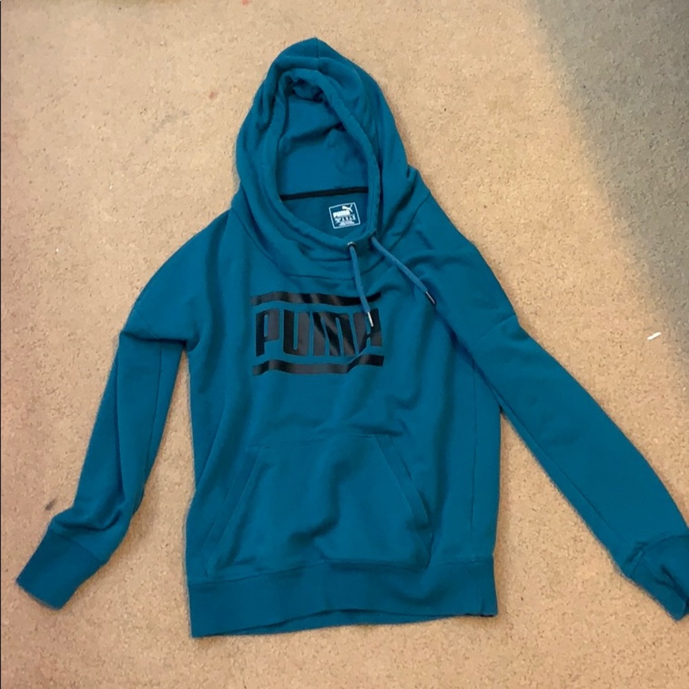 Teal Puma Scarf-Neck Hoodie (Very Lightly Worn)